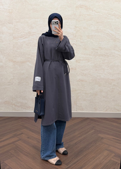 BASIC OVERSIZE UZUN TUNİK FÜME