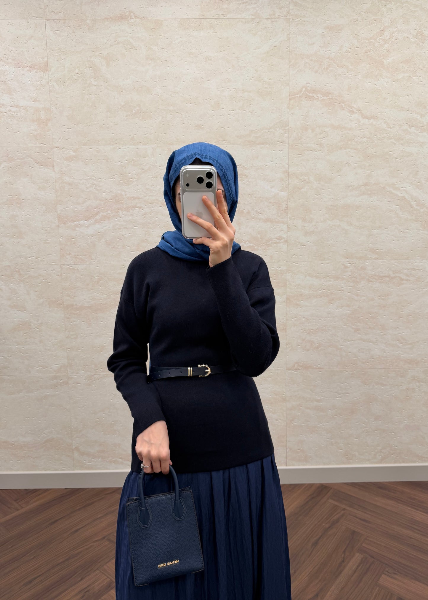TRİKO BLUZ ETEK TAKIM LACİVERT