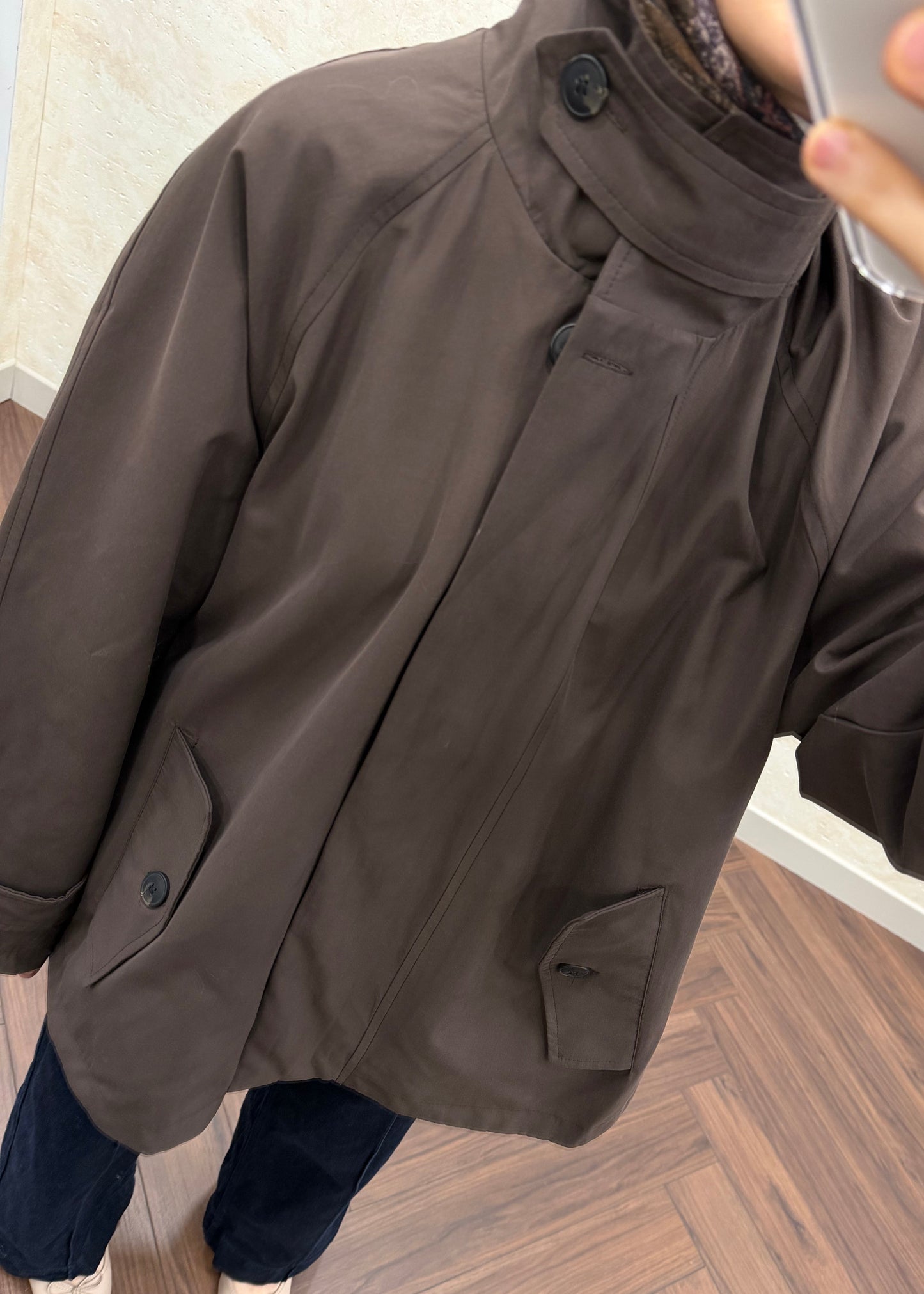 DİK YAKA OVERSIZE TRENÇKOT KAHVE