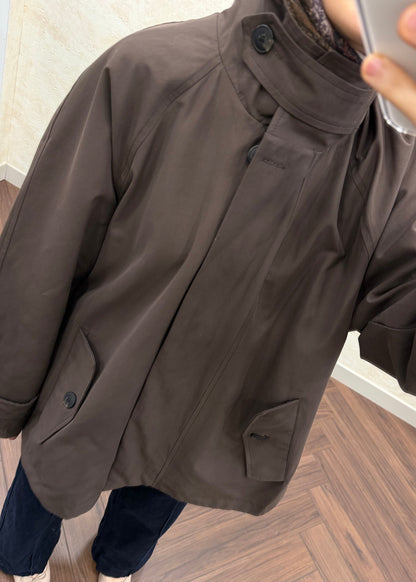 DİK YAKA OVERSIZE TRENÇKOT KAHVE