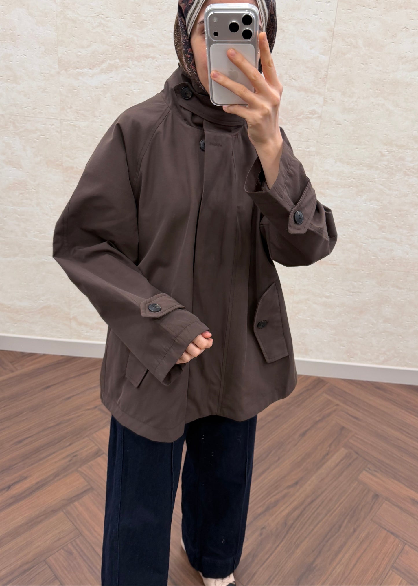 DİK YAKA OVERSIZE TRENÇKOT KAHVE