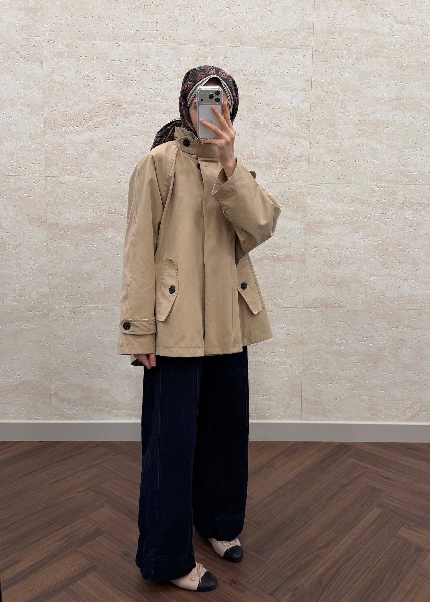 DİK YAKA OVERSIZE TRENÇKOT BEJ