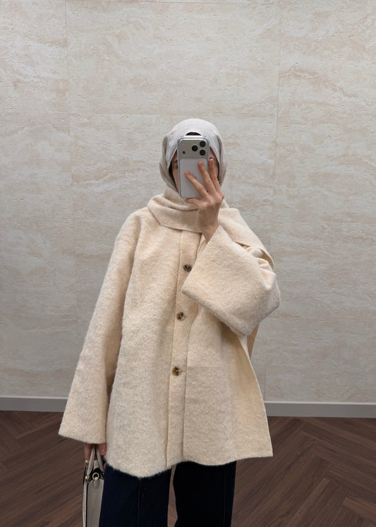 KEÇE TÜYLÜ ATKILI KABAN EKRU