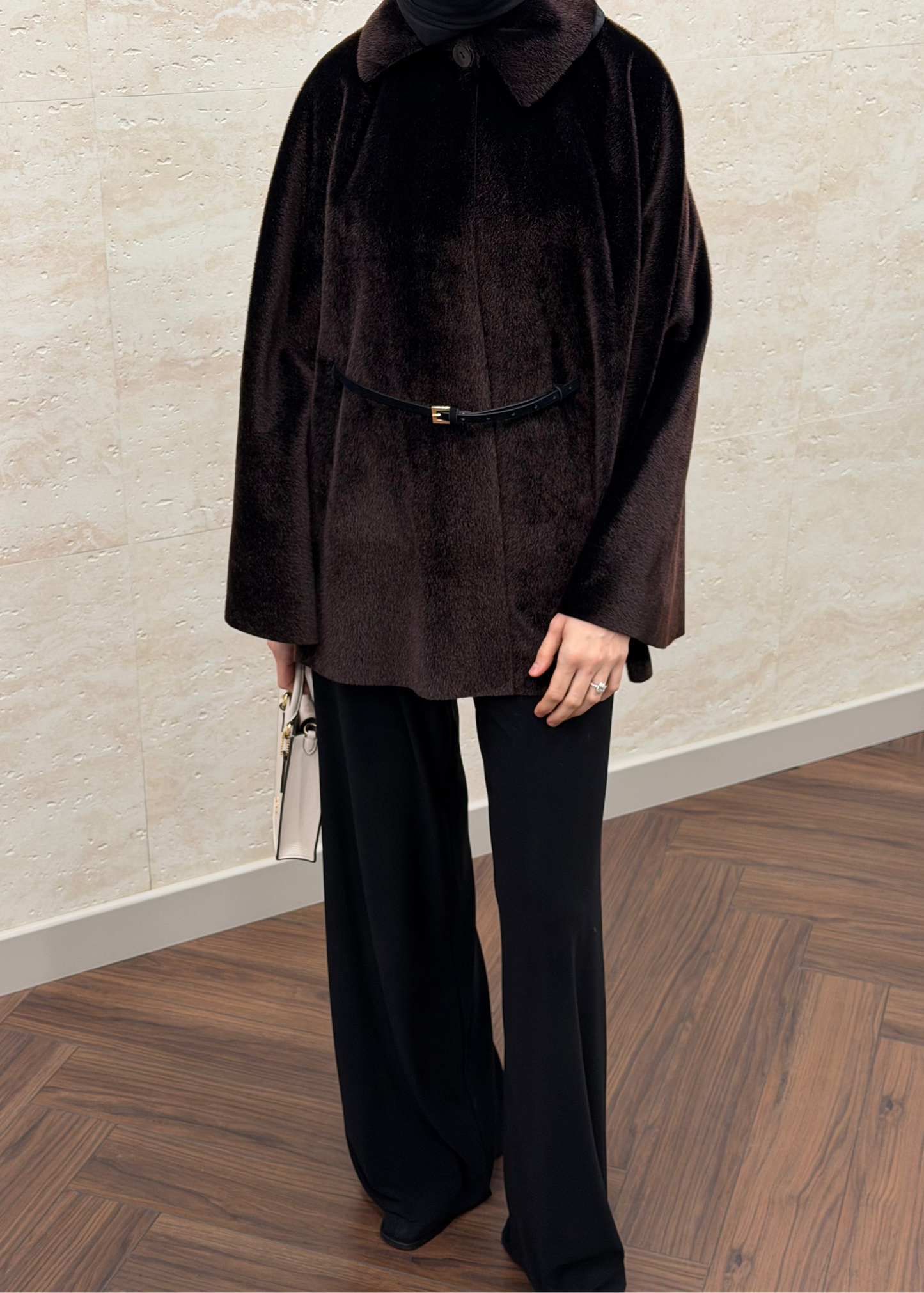 FOX KAŞE PELERİN PANÇO KAHVE