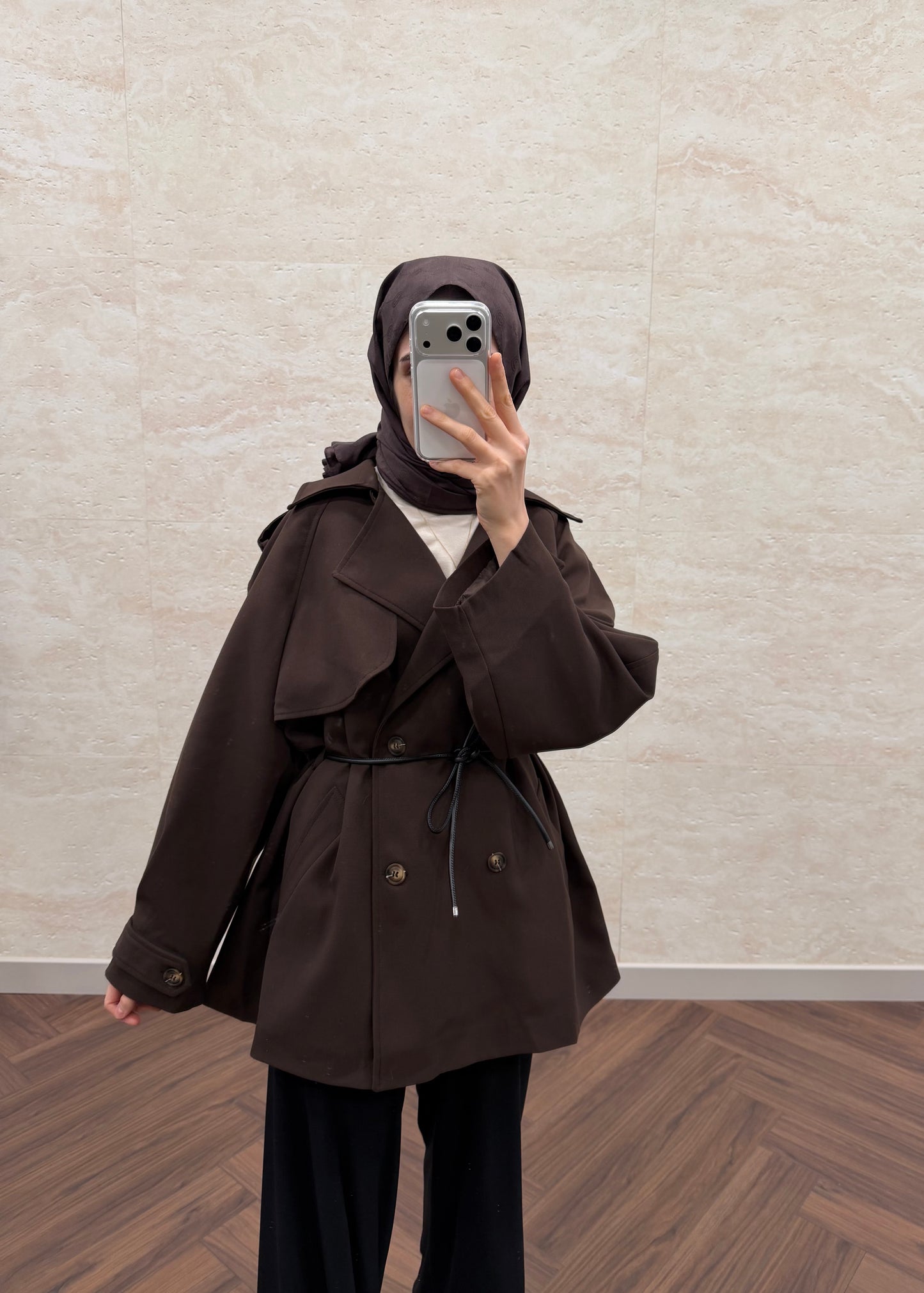 DERİ KEMERLİ OVERSIZE TRENÇKOT ACI KAHVE