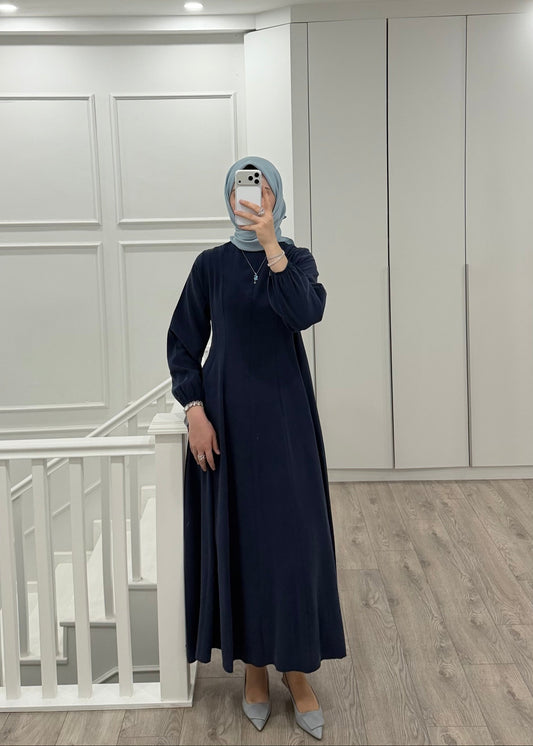 PARÇALI MODAL ELBİSE LACİVERT