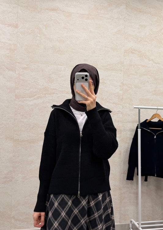 DİK YAKA TRİKO HIRKA SİYAH