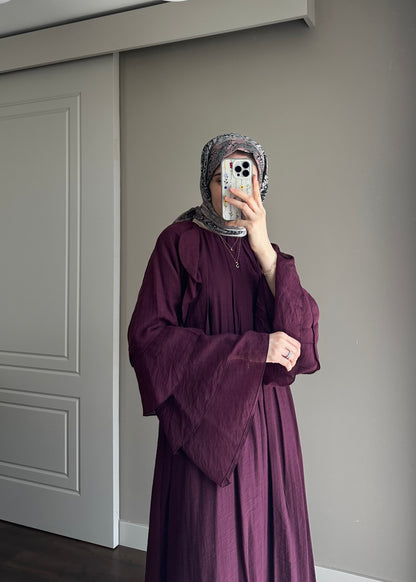 KOL DETAY TÜL ELBİSE BORDO