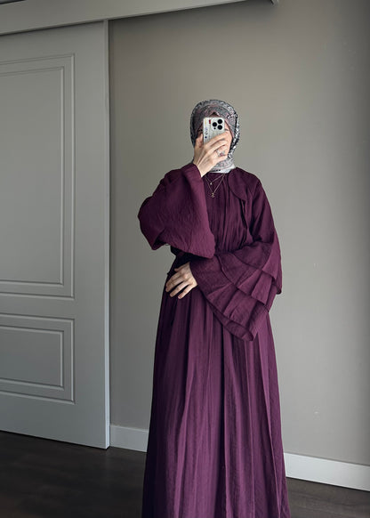 KOL DETAY TÜL ELBİSE BORDO