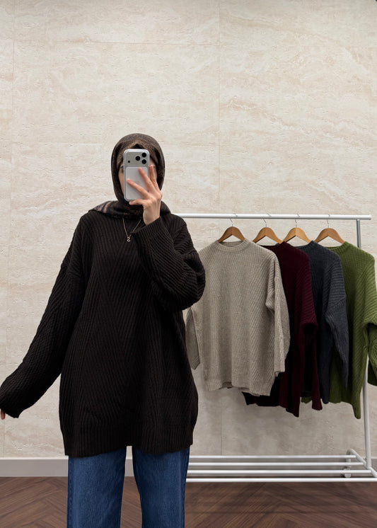 VEREV ÇİZGİLİ TRİKO KAZAK ACI KAHVE