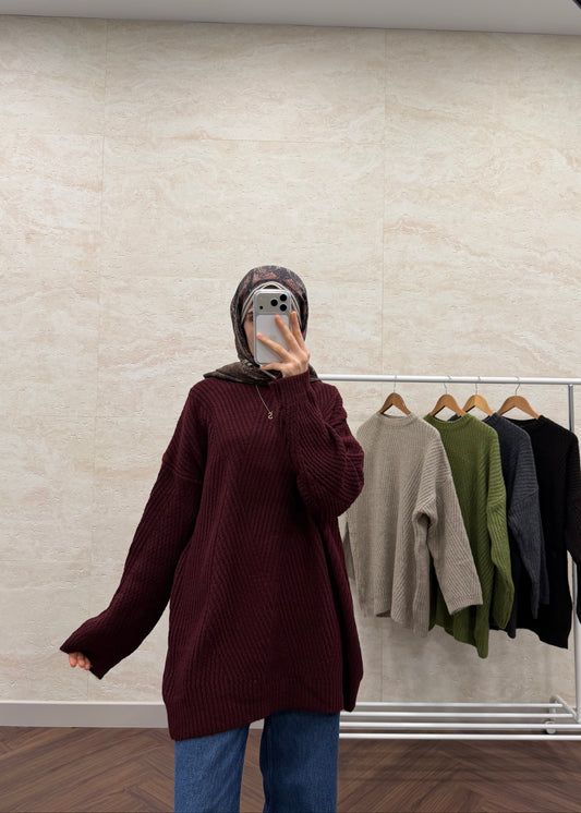 VEREV ÇİZGİLİ TRİKO KAZAK BORDO