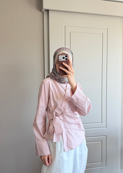 BAĞLAMA DETAYLI GÖMLEK PEMBE