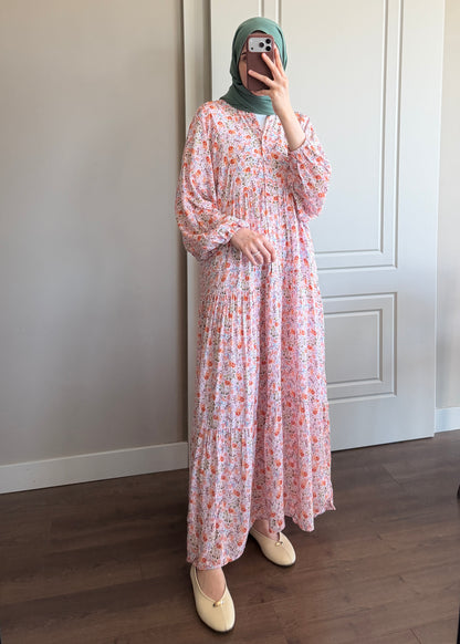 FLORA ELBİSE PEMBE