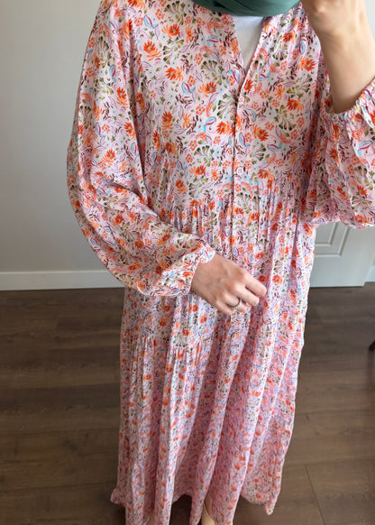 FLORA ELBİSE PEMBE