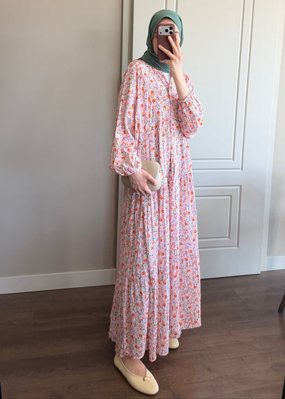 FLORA ELBİSE PEMBE