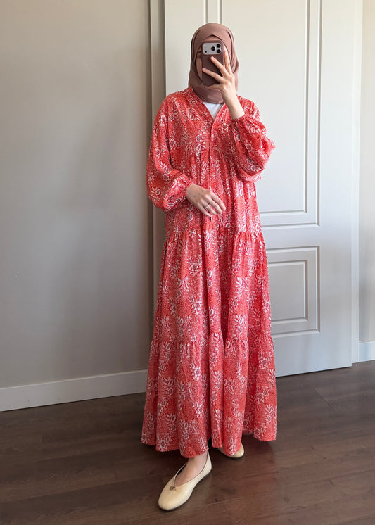 FLORA ELBİSE KIRMIZI