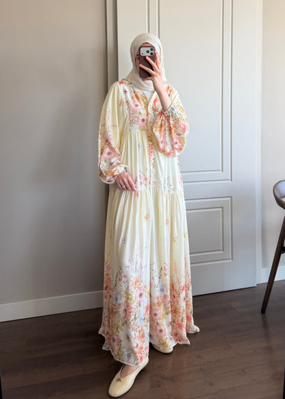 FLORA ELBİSE BUTTER YELLOW