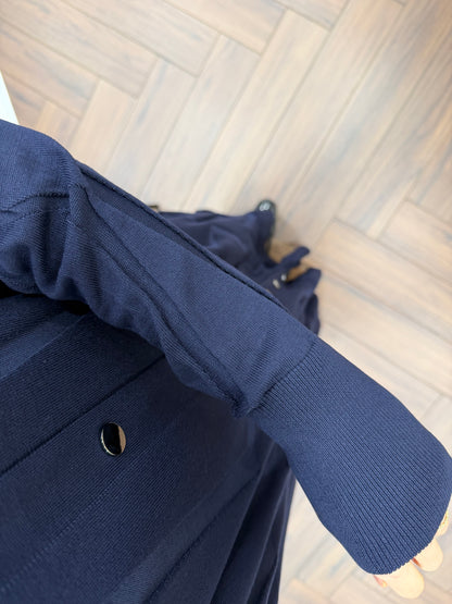 DESENLİ DÜĞMELİ MERSERİZE ELBİSE LACİVERT