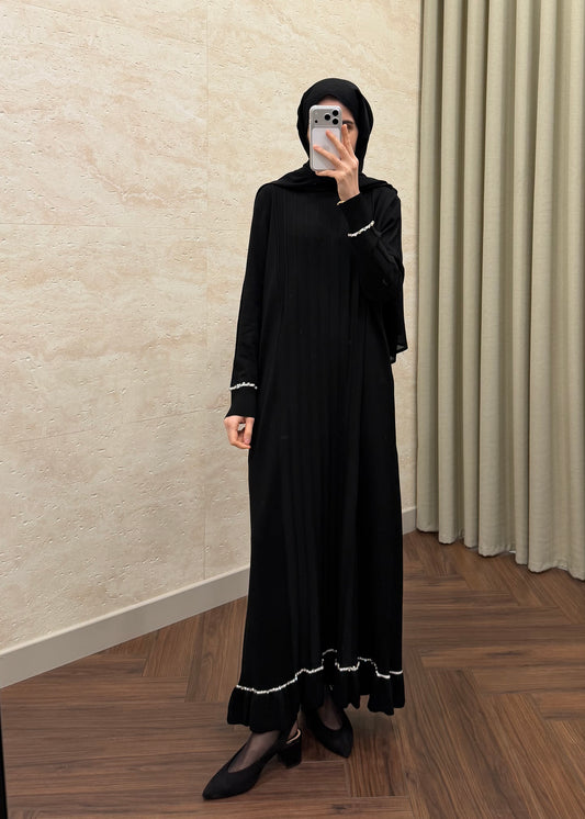 TAŞLI MERSERİZE ELBİSE SİYAH