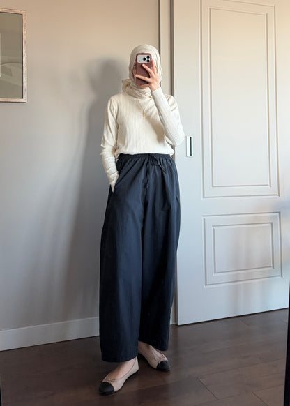 BARREL FIT PANTOLON SİYAH
