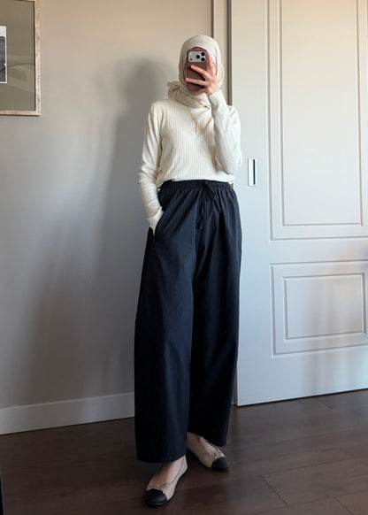 BARREL FIT PANTOLON SİYAH