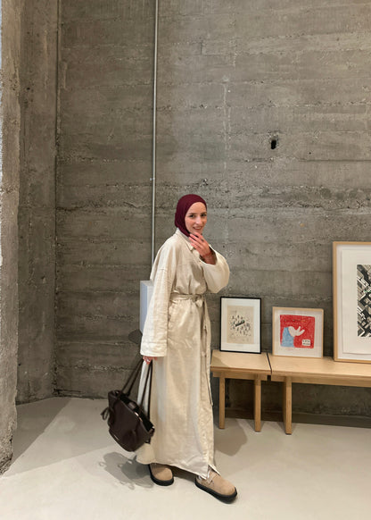 KETEN DOKULU GÖMLEK ELBİSE TAŞ