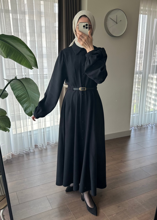 MODAL İPEKSİ ELBİSE SİYAH