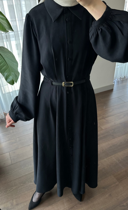 MODAL İPEKSİ ELBİSE SİYAH