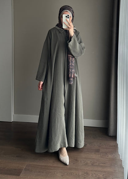 KUŞAKLI GÖMLEK ELBİSE HAKİ