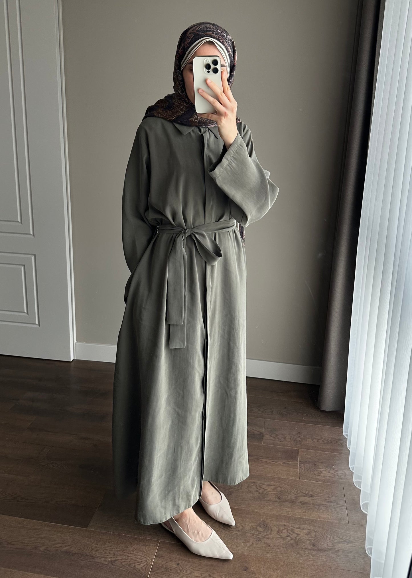 KUŞAKLI GÖMLEK ELBİSE HAKİ