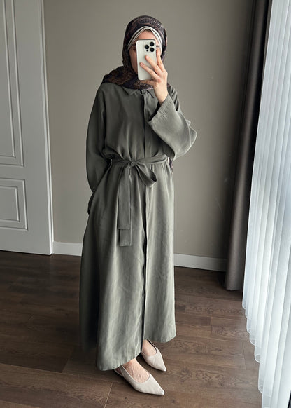 KUŞAKLI GÖMLEK ELBİSE HAKİ