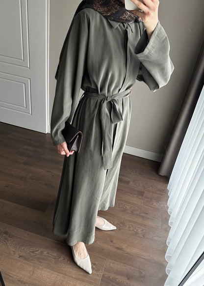 KUŞAKLI GÖMLEK ELBİSE HAKİ