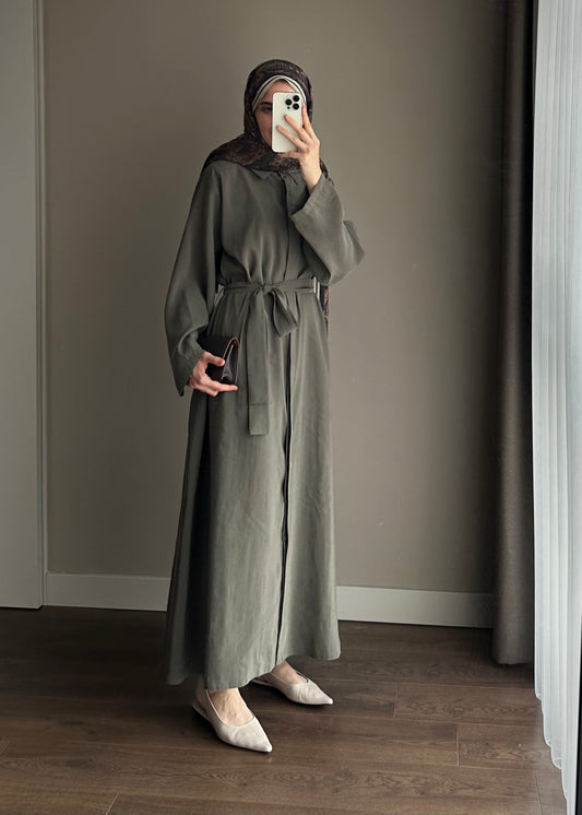 KUŞAKLI GÖMLEK ELBİSE HAKİ