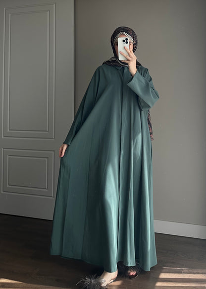 KUŞAKLI GÖMLEK ELBİSE NEFTİ YEŞİL