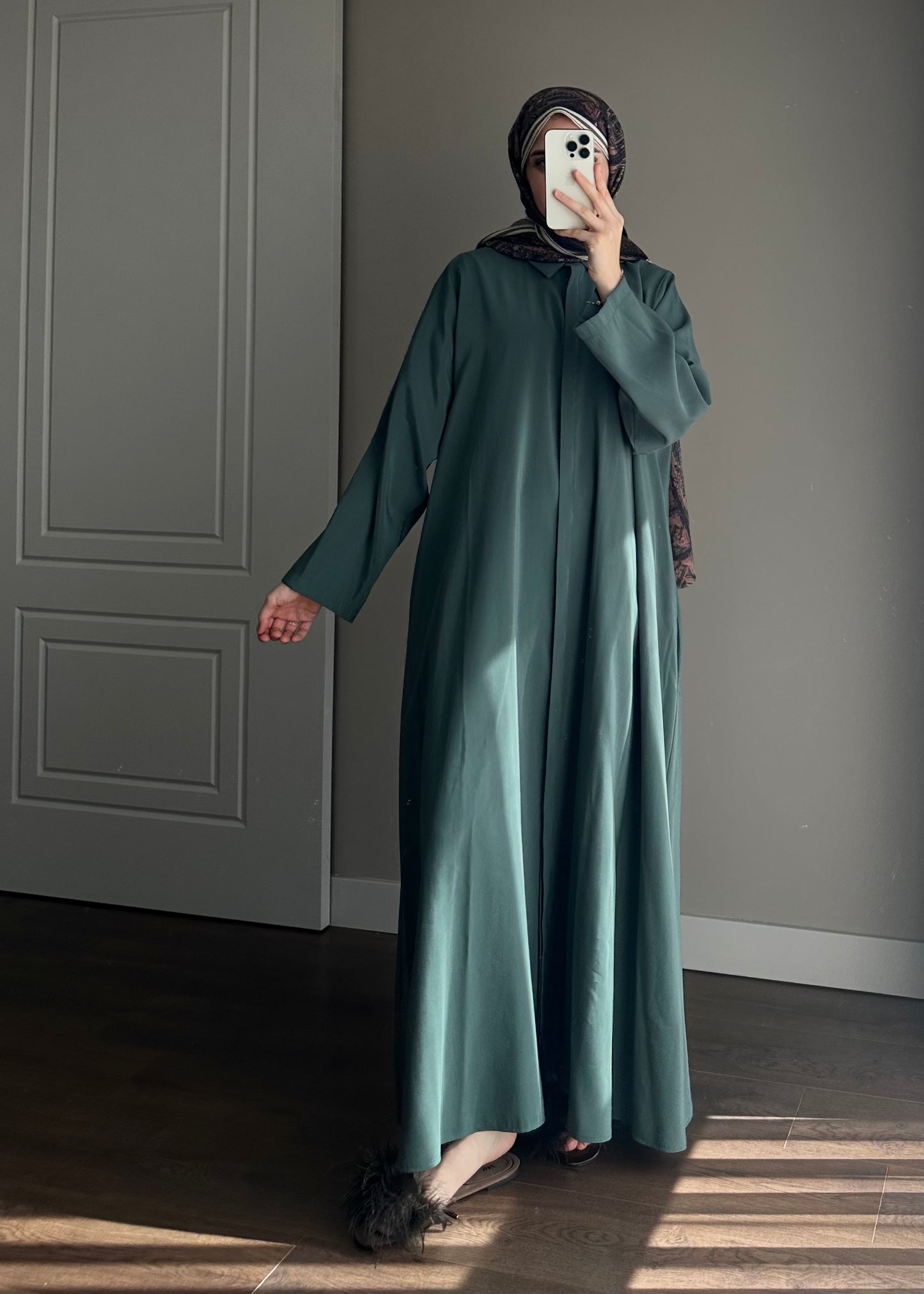 KUŞAKLI GÖMLEK ELBİSE NEFTİ YEŞİL