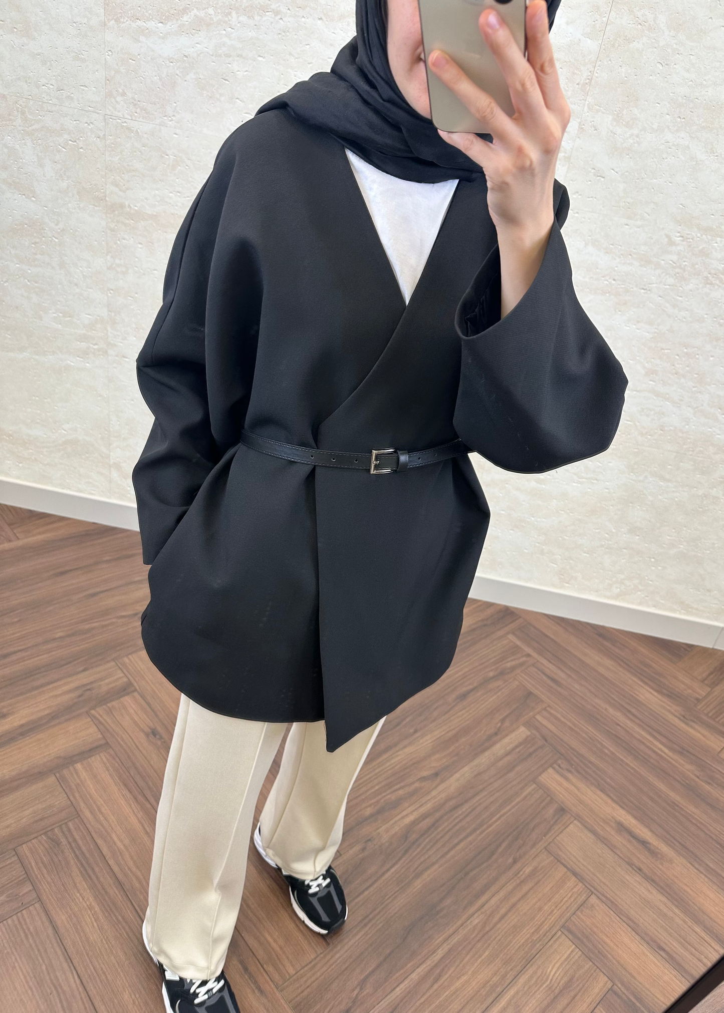 KEMERLİ OVERSIZE ASTARLI CEKET SİYAH