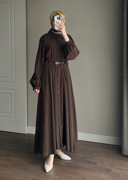 MODAL İPEKSİ ELBİSE ACI KAHVE