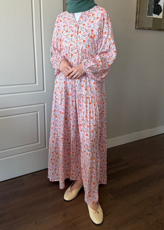 FLORA ELBİSE PEMBE