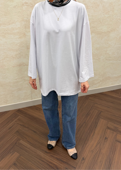 GENİŞ KOL OVERSIZE TUNİK BEYAZ