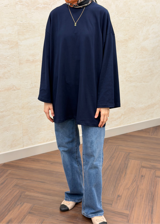 GENİŞ KOL OVERSIZE TUNİK LACİVERT