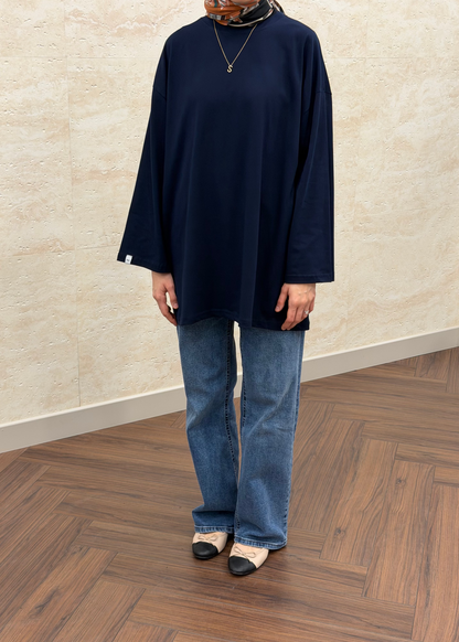 GENİŞ KOL OVERSIZE TUNİK LACİVERT