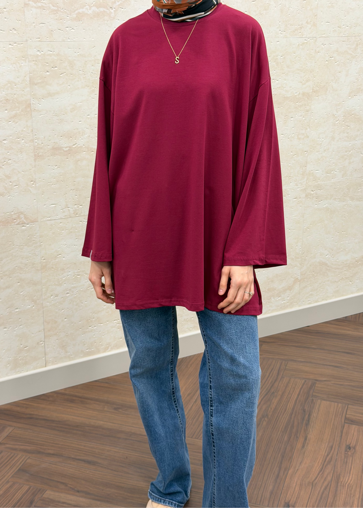 GENİŞ KOL OVERSIZE TUNİK BORDO