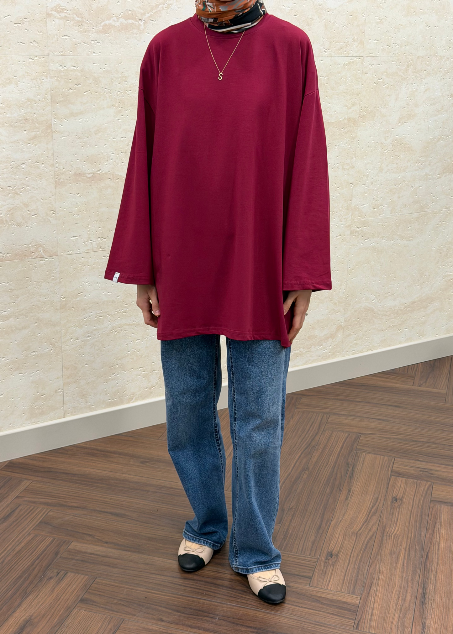 GENİŞ KOL OVERSIZE TUNİK BORDO