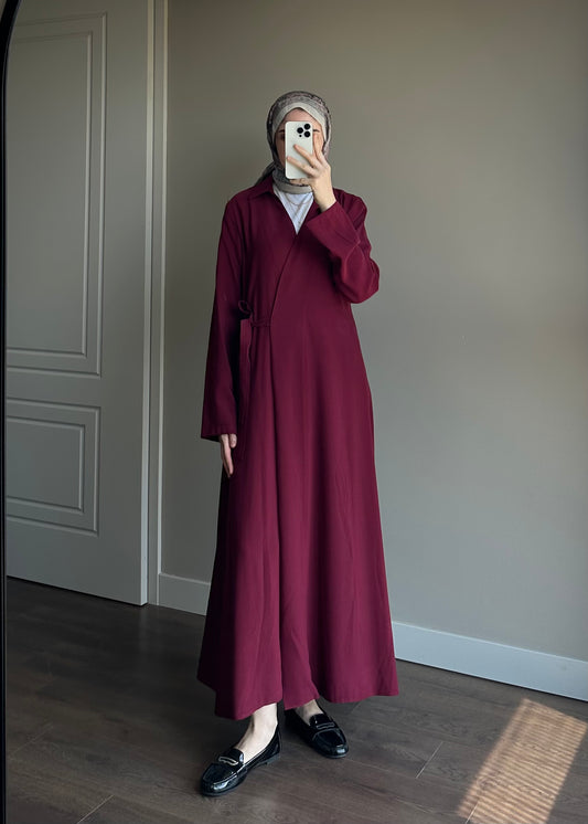 TENSEL KİMONO ELBİSE BORDO
