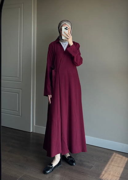 TENSEL KİMONO ELBİSE BORDO