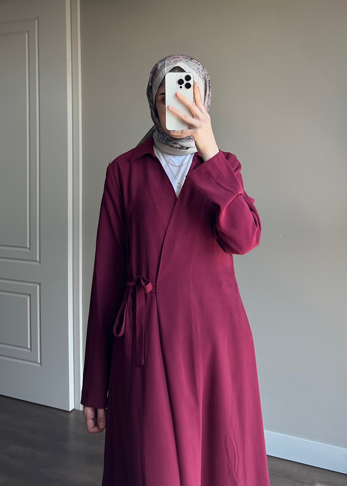 TENSEL KİMONO ELBİSE BORDO