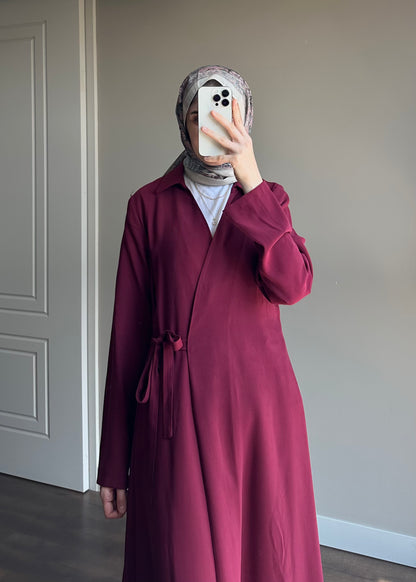 TENSEL KİMONO ELBİSE BORDO