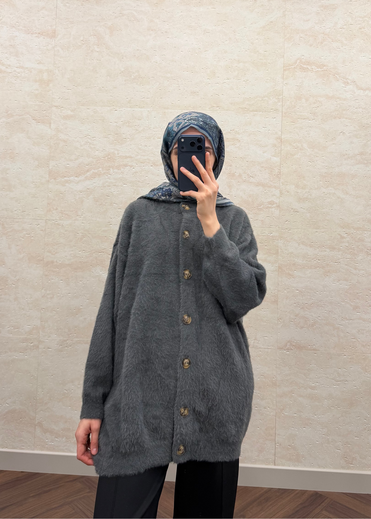 YUMOŞ DÜĞMELİ HIRKA FÜME