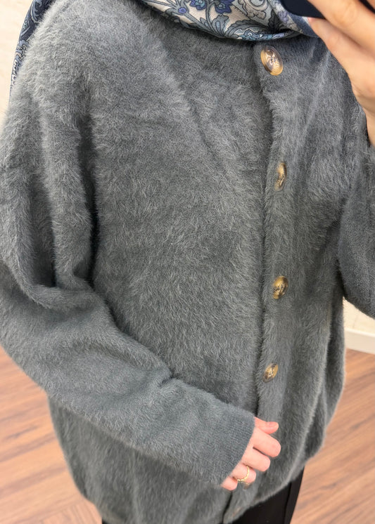 YUMOŞ DÜĞMELİ HIRKA FÜME