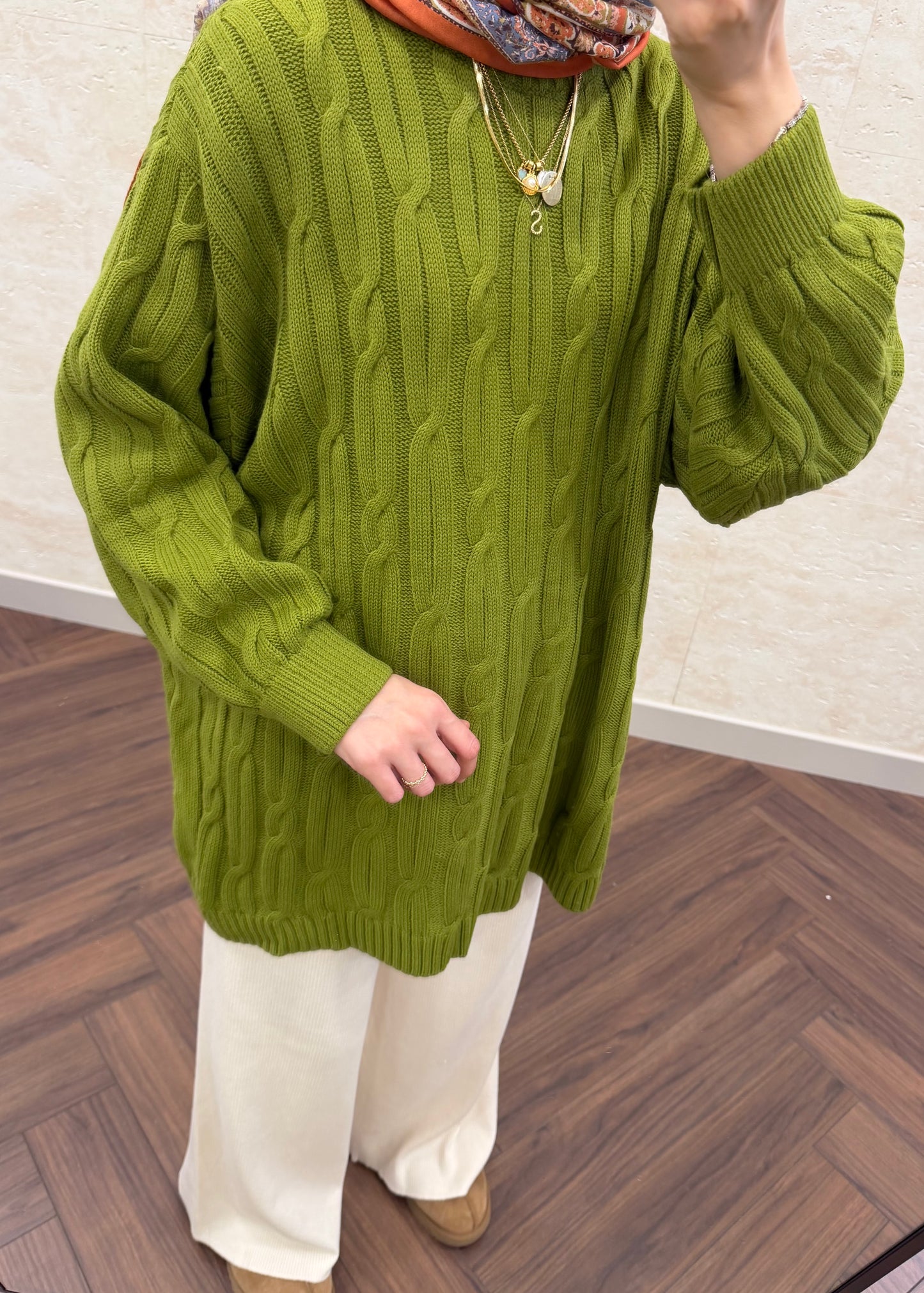 SAÇ ÖRGÜ TRİKO KAZAK YEŞİL